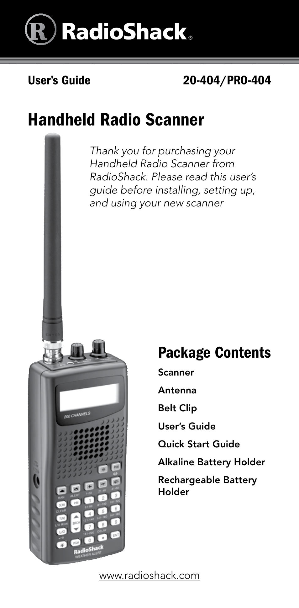 Radio Shack 20-404 User Manual | 21 pages | Also for: PRO-404