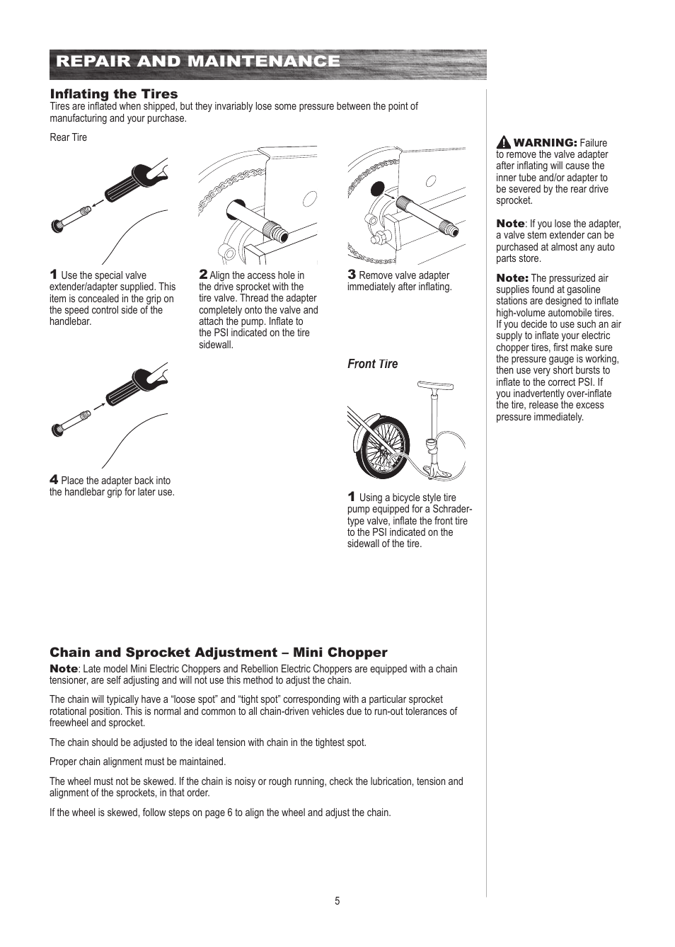 Repair and maintenance | Razor MINI ELECTRIC CHOPPER 15130760 User