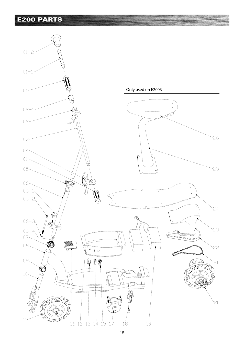 E200 parts | Razor e300 User Manual | Page 19 / 24