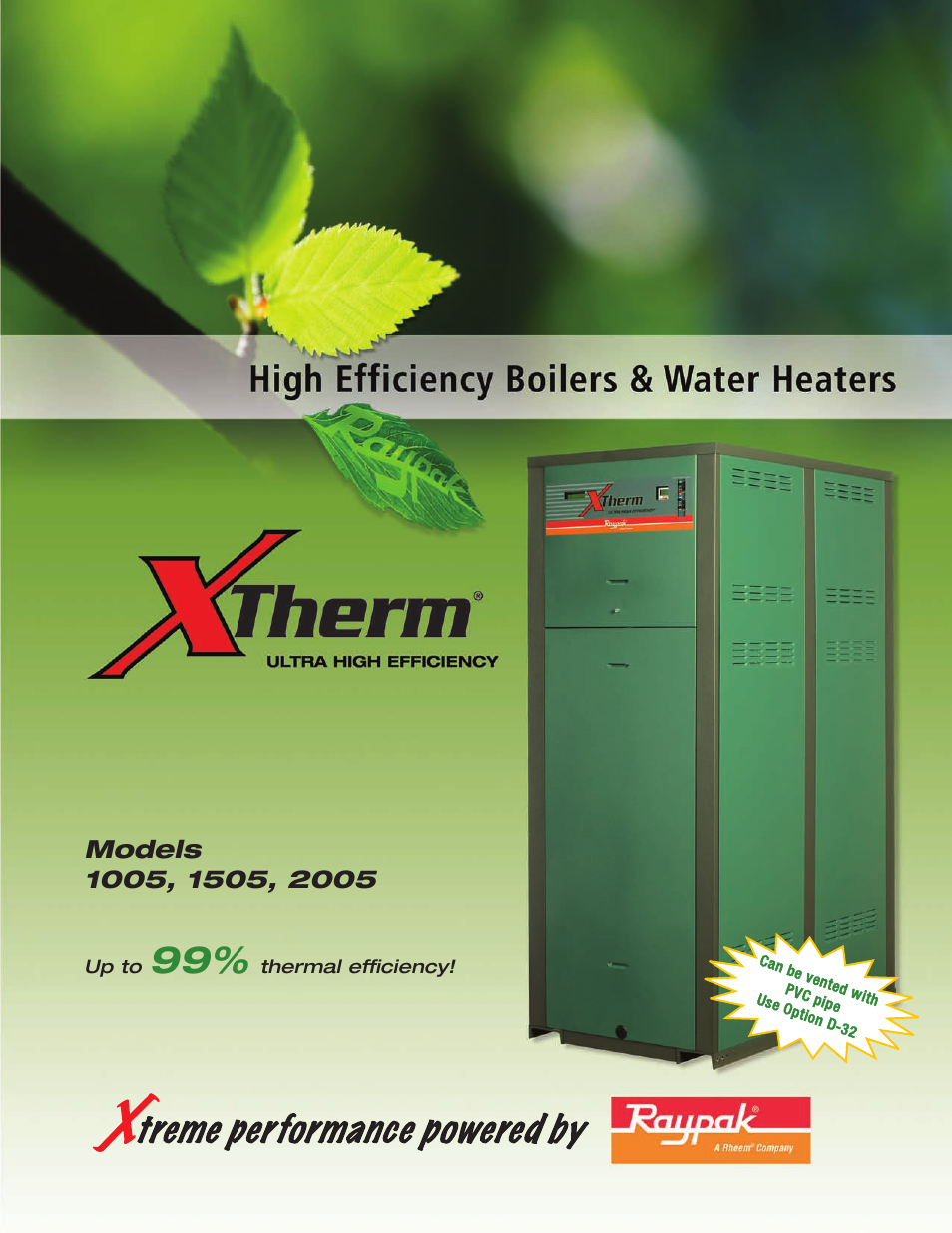 Raypak XTHERM 1505 User Manual | 8 pages