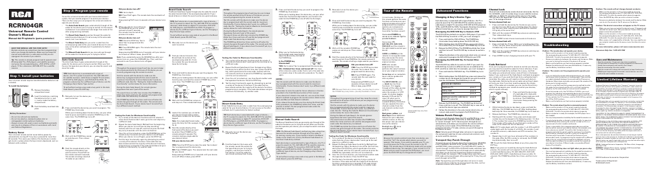 RCA RCRN04GR User Manual | 2 pages