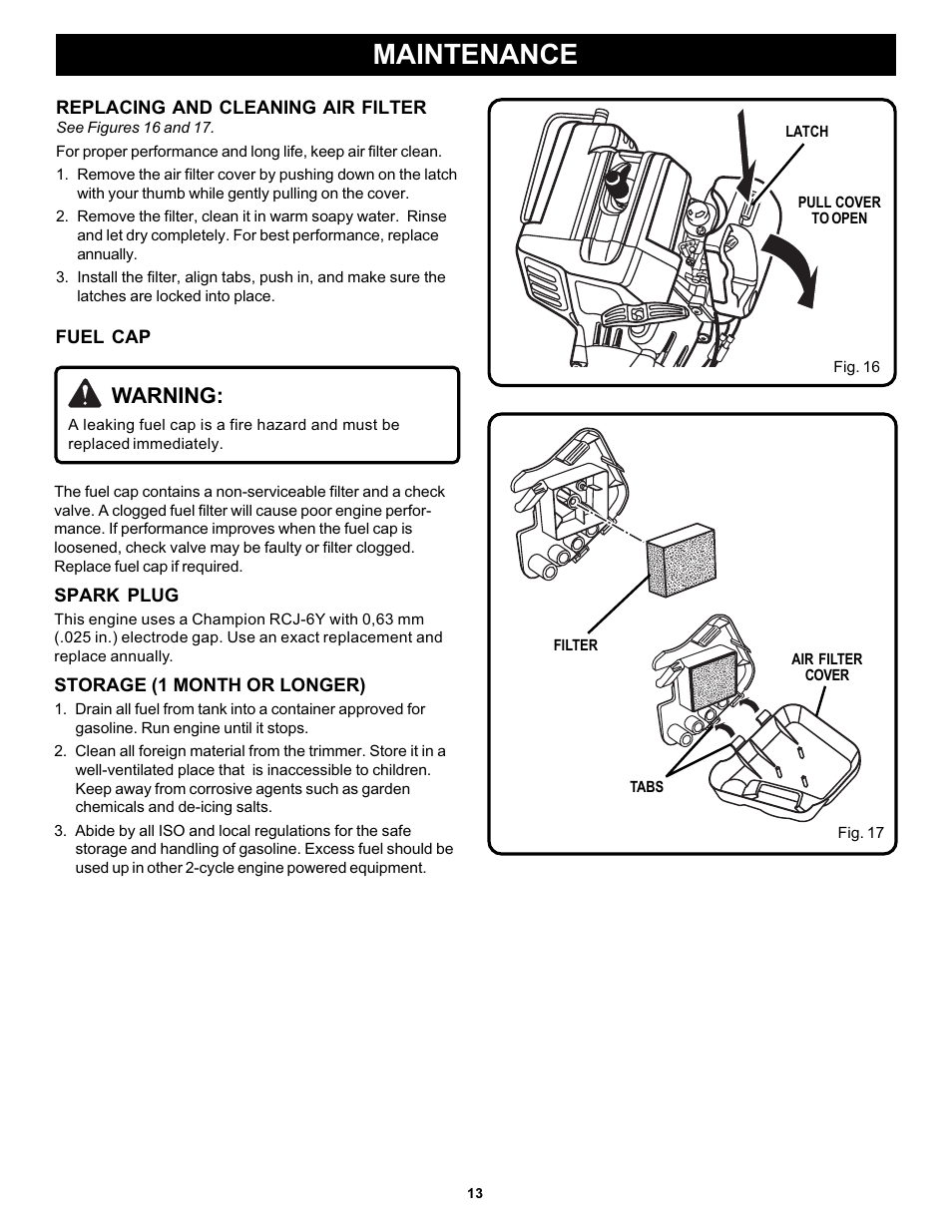 Maintenance, Warning | Ryobi PLT3043A User Manual | Page 13 / 18