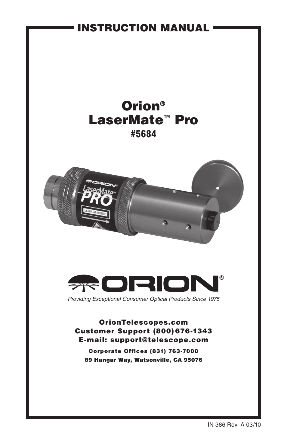 Orion LASERMATE 5684 User Manual | 7 pages