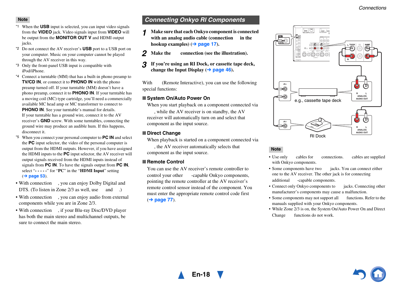 Connecting onkyo ri components, En-18 | Onkyo TX-NR717 User Manual