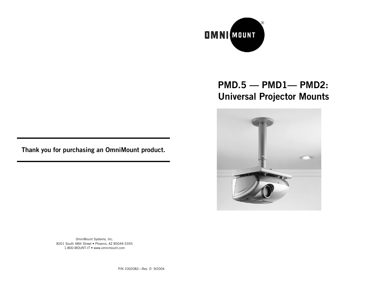 Omnimount PMD1 User Manual | 4 pages | Also for: PMD2, PMD.5