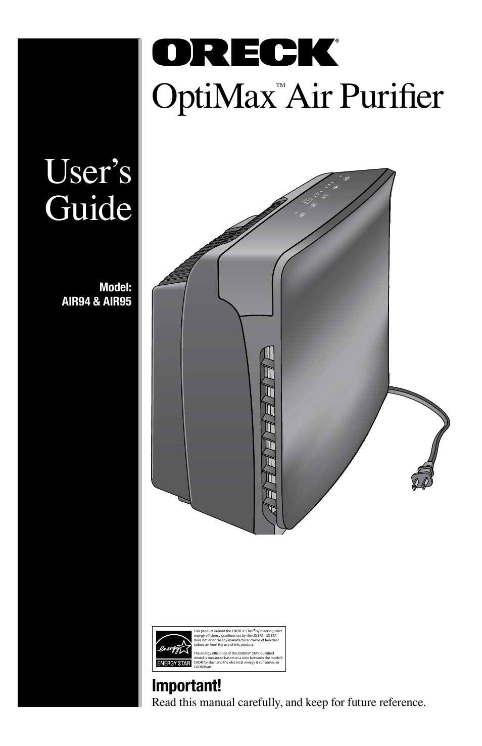 Oreck air purifier manual pdf