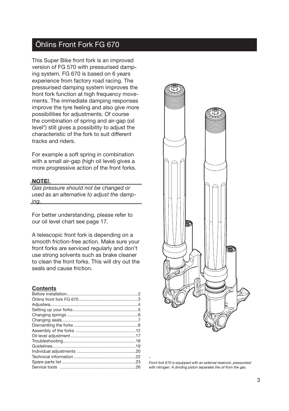 Fork Oil Level Chart