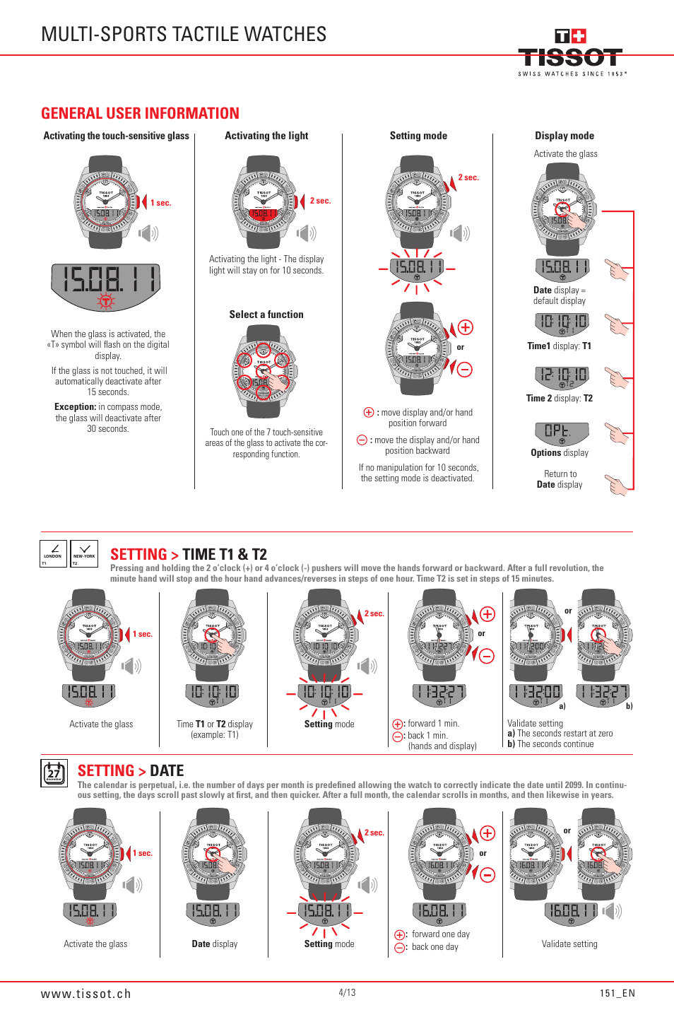 tissot t race touch instructions