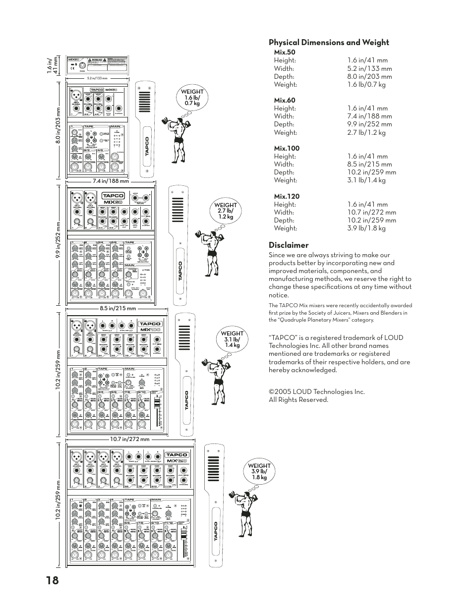 Physical Dimensions And Weight Disclaimer Tape To Tapco