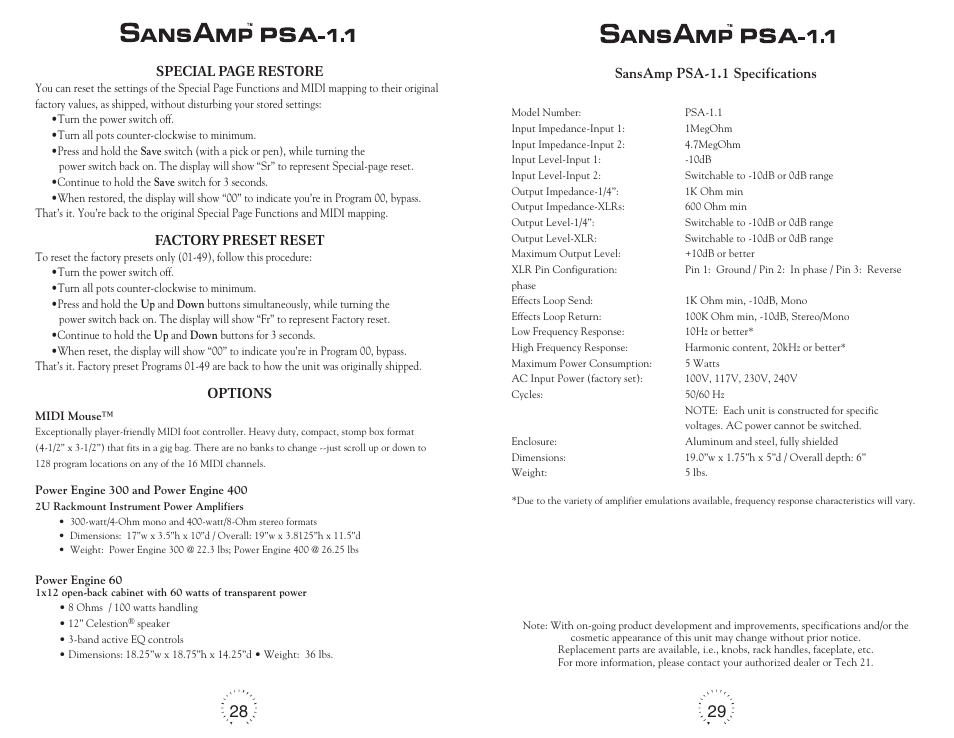 Tech 21 Sansamp Psa 1 1 User Manual Page 16 16 Original Mode