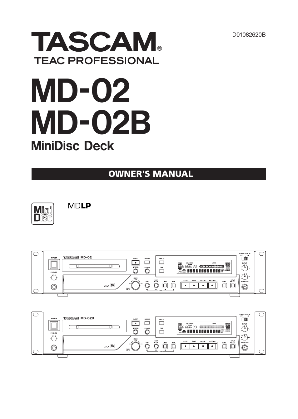 Tascam MD-02 User Manual | 40 pages | Also for: MD-02B
