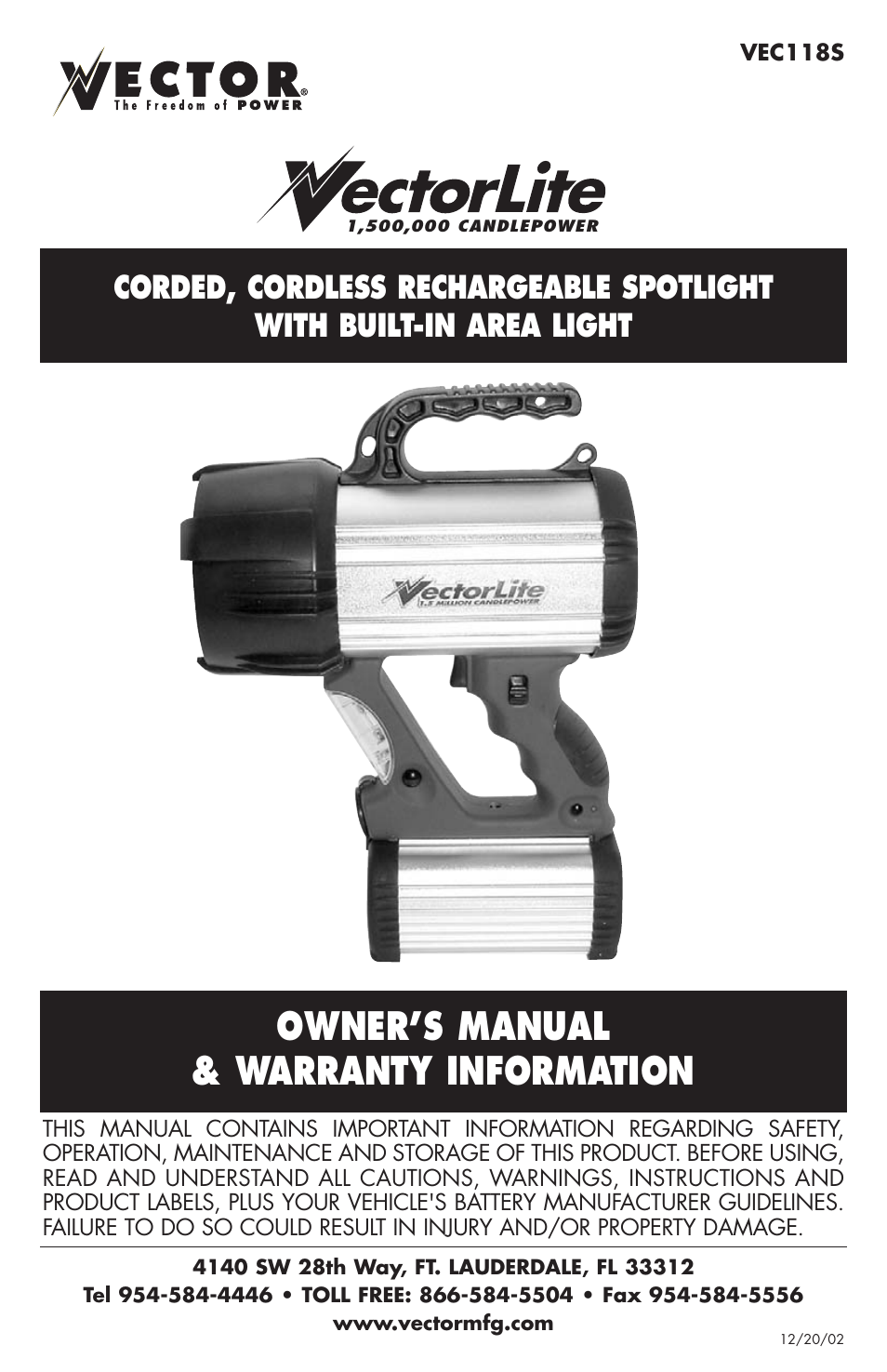 Vector LITE VEC118S User Manual | 10 pages