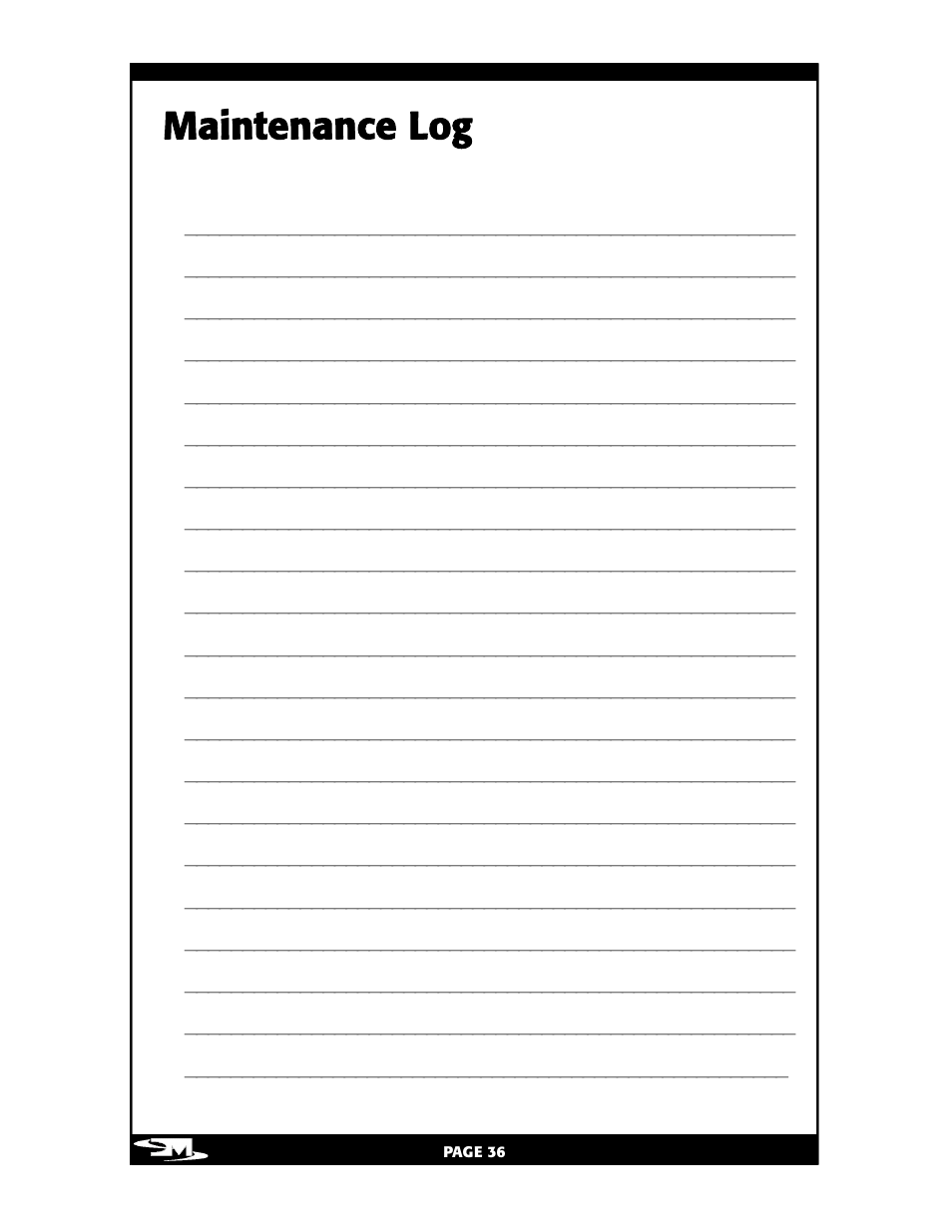 Maintenance log | Vita Spa L100 User Manual | Page 40 / 48