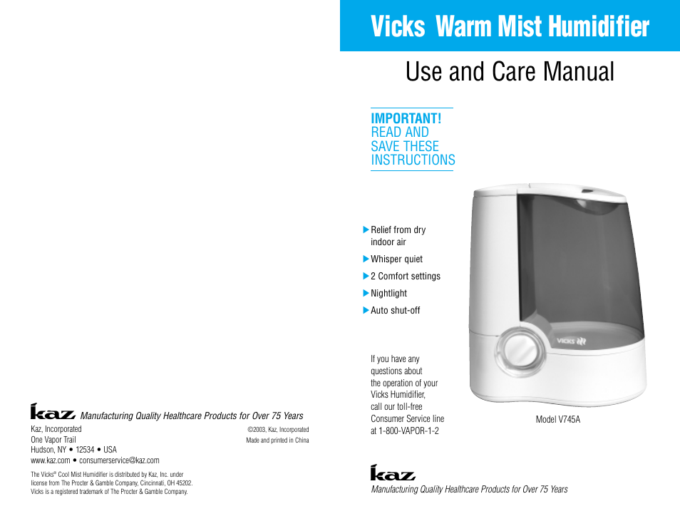 Kenmore Warm Mist Humidifier 159835 User Manual Kenmore Warm Mist Humidifier 159835 User Manual
