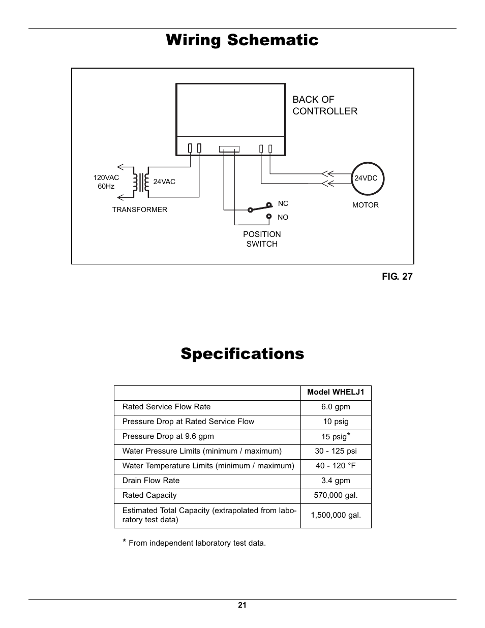 Wiring Schematic  Specifications