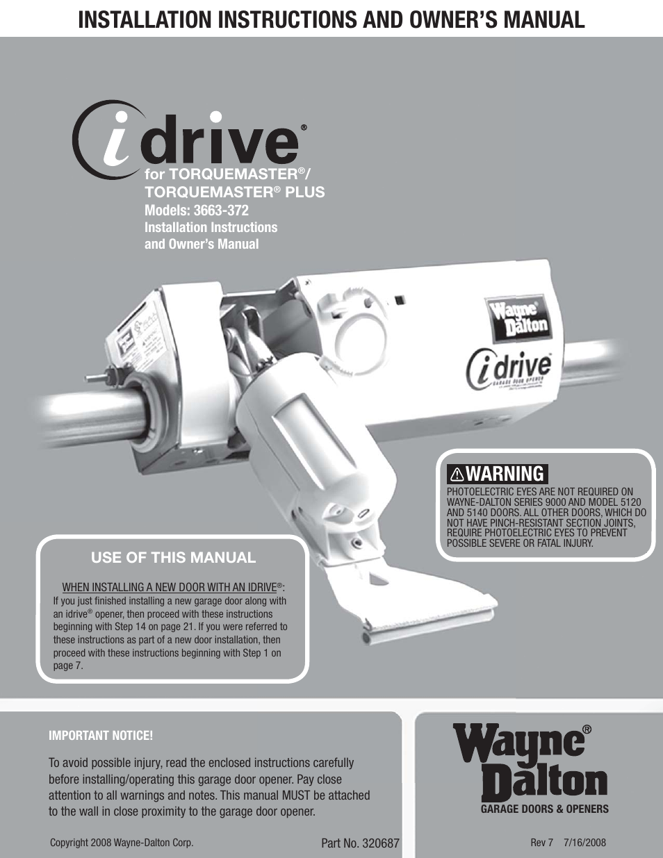 Wayne Dalton Torquemaster 3663 372 User Manual 52 Pages