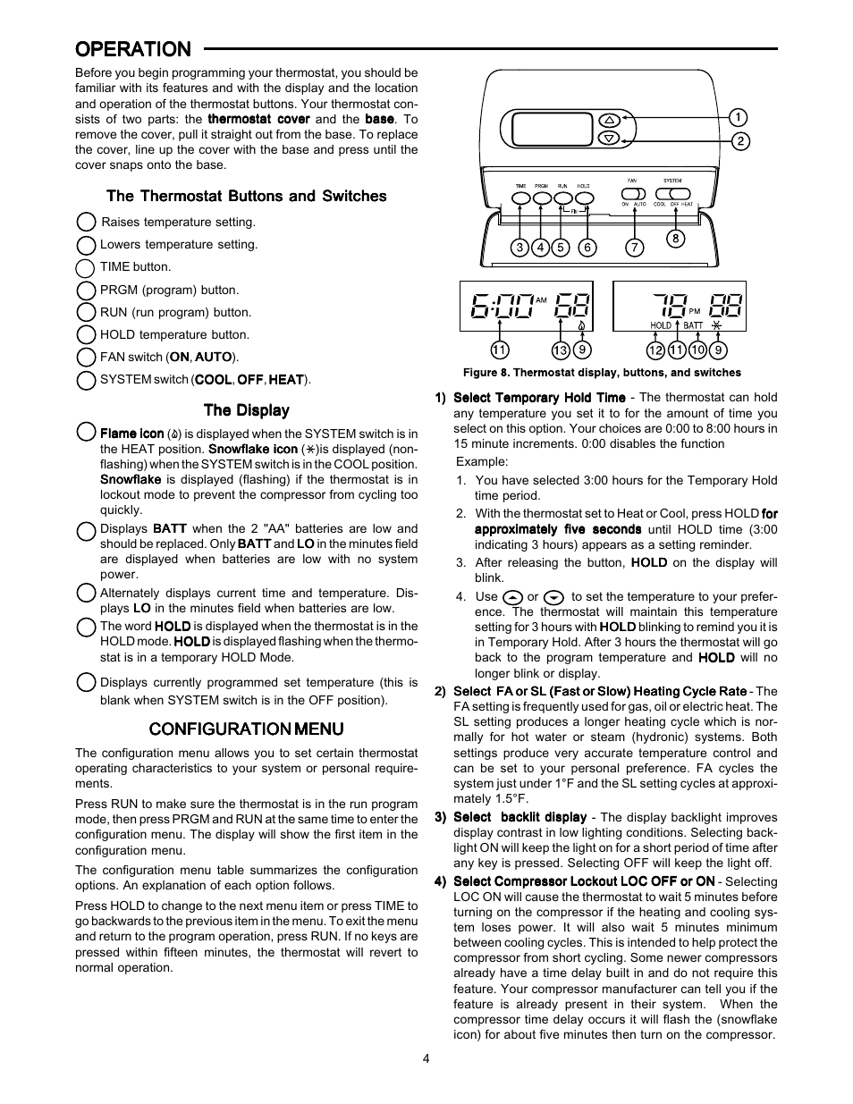 Operation, Configuration menu | White Rodgers 1F80-224 User Manual