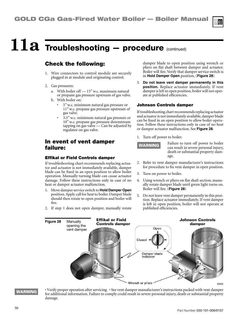 Troubleshooting — procedure, Gold cga gas-fired water boiler ...