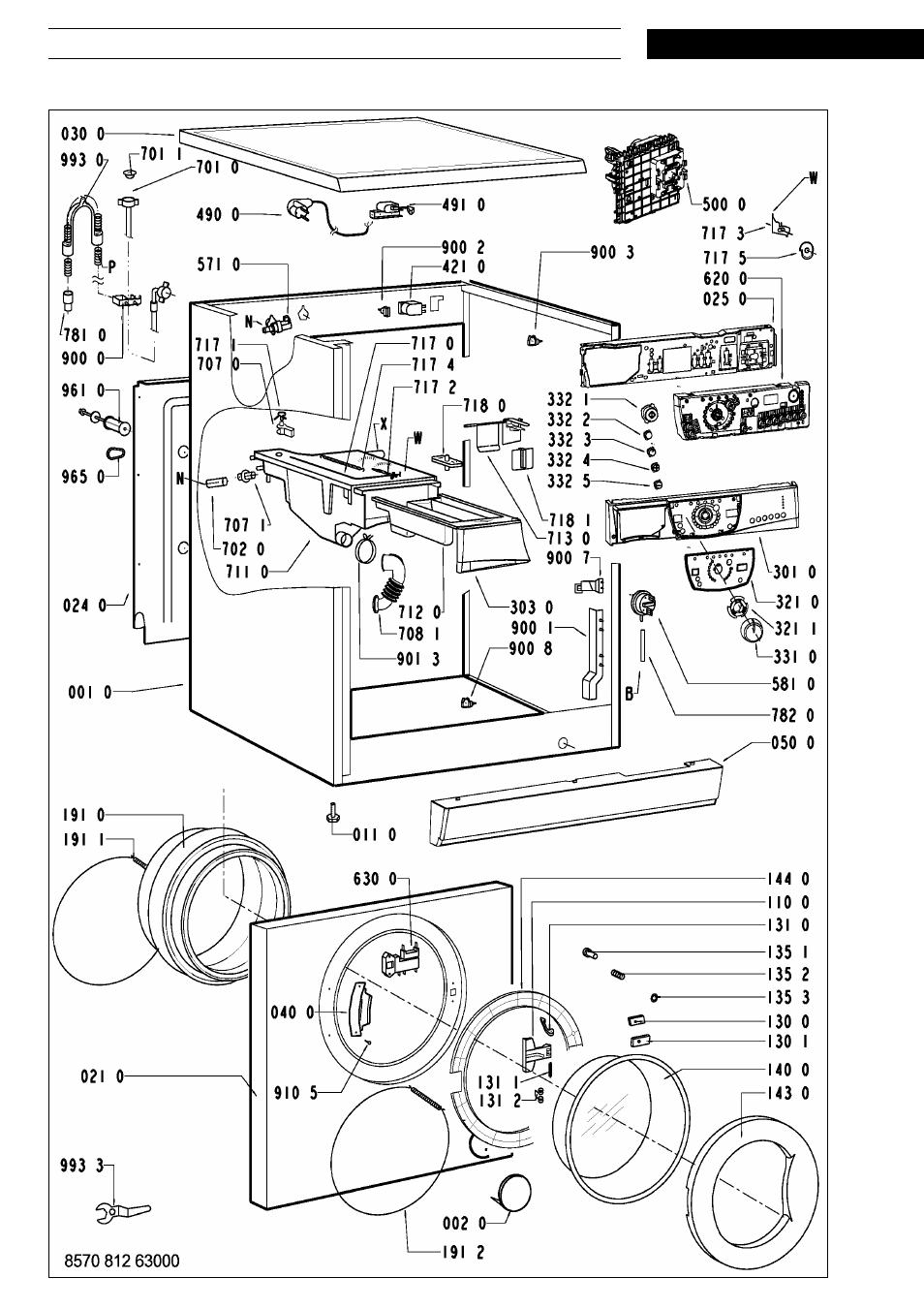 Exploded view | Whirlpool AWM8125 User Manual | Page 6 / 17