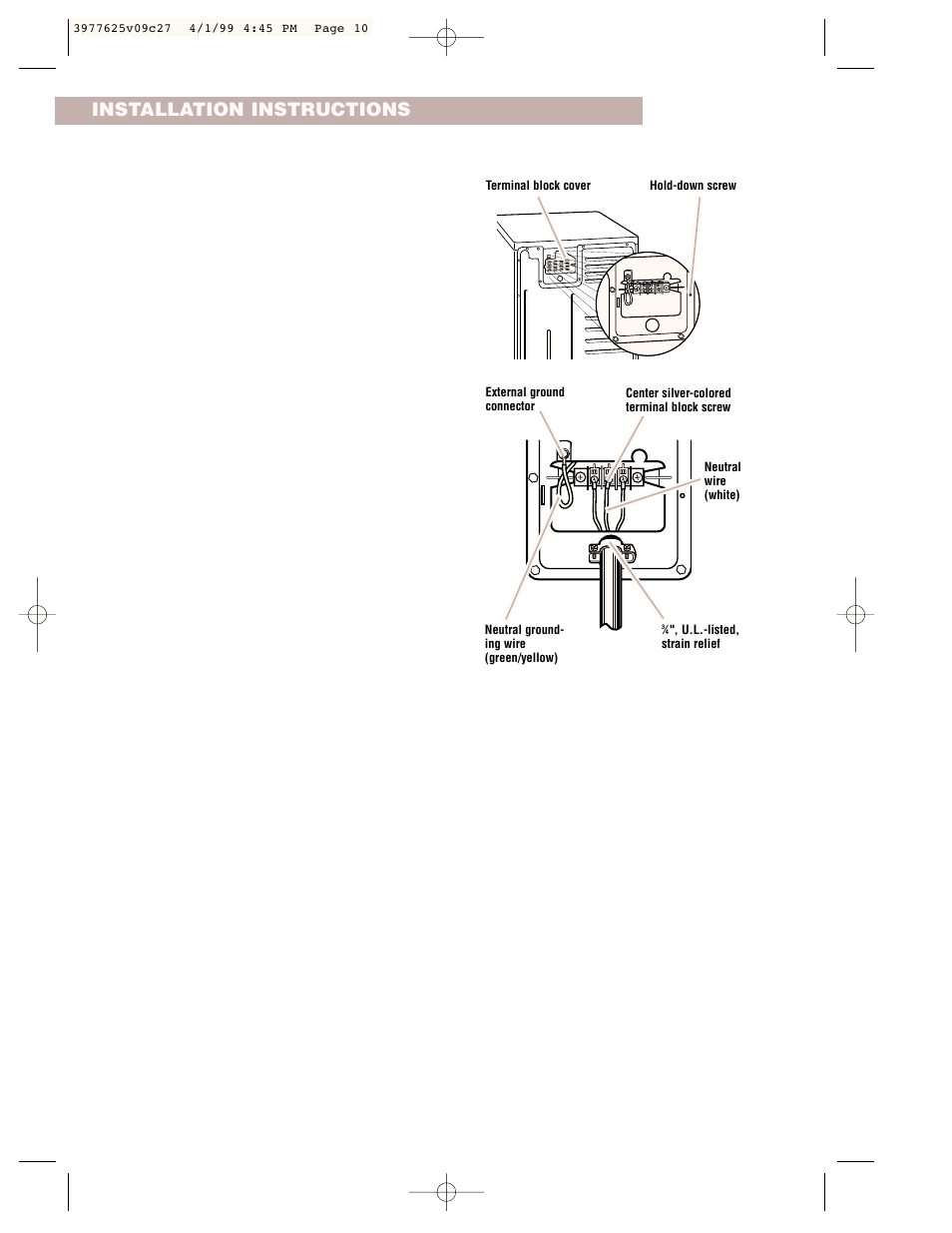 Installation instructions | Whirlpool 240-volt User Manual | Page 10 / 33
