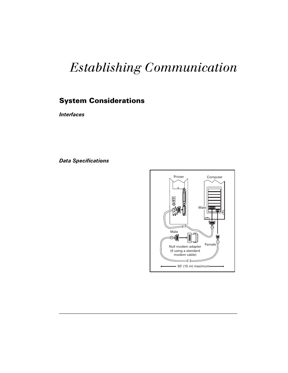 Establishing communication, System considerations, Interfaces data