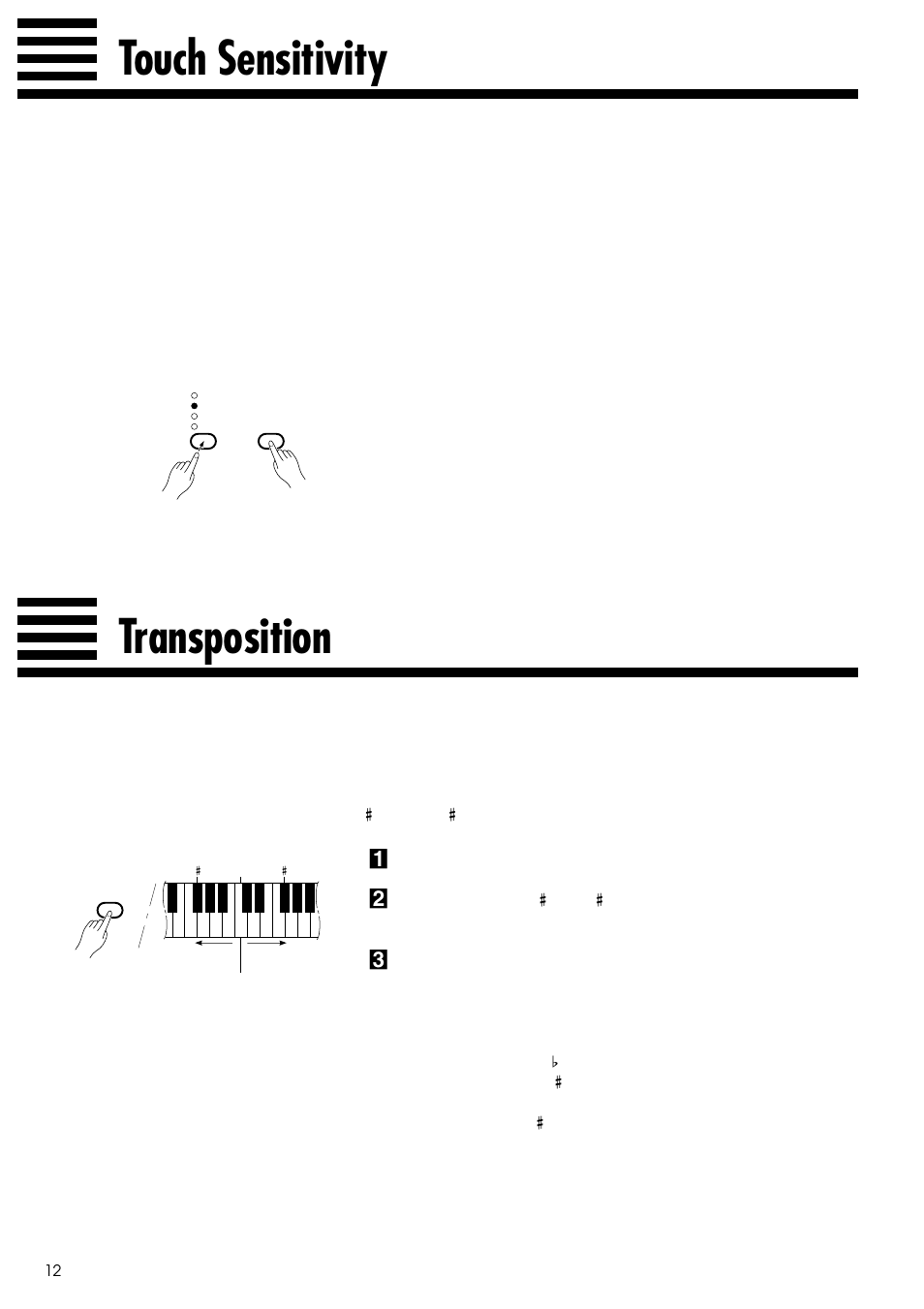 Touch sensitivity, Transposition | Yamaha CLP-122S User Manual | Page