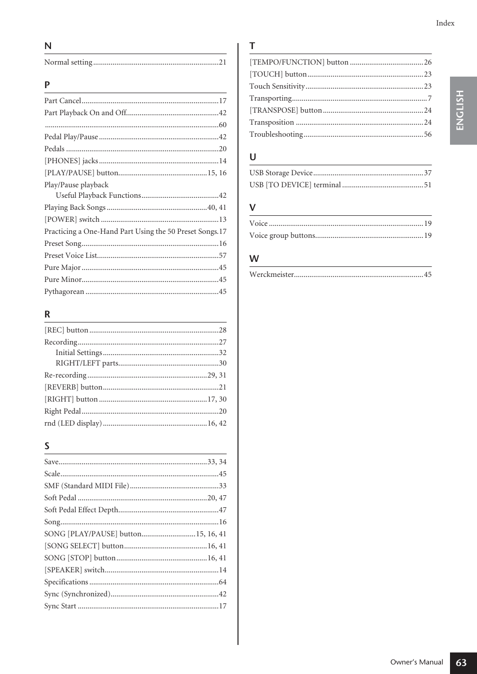 Yamaha ARIUS YDP-181 User Manual | Page 63 / 70