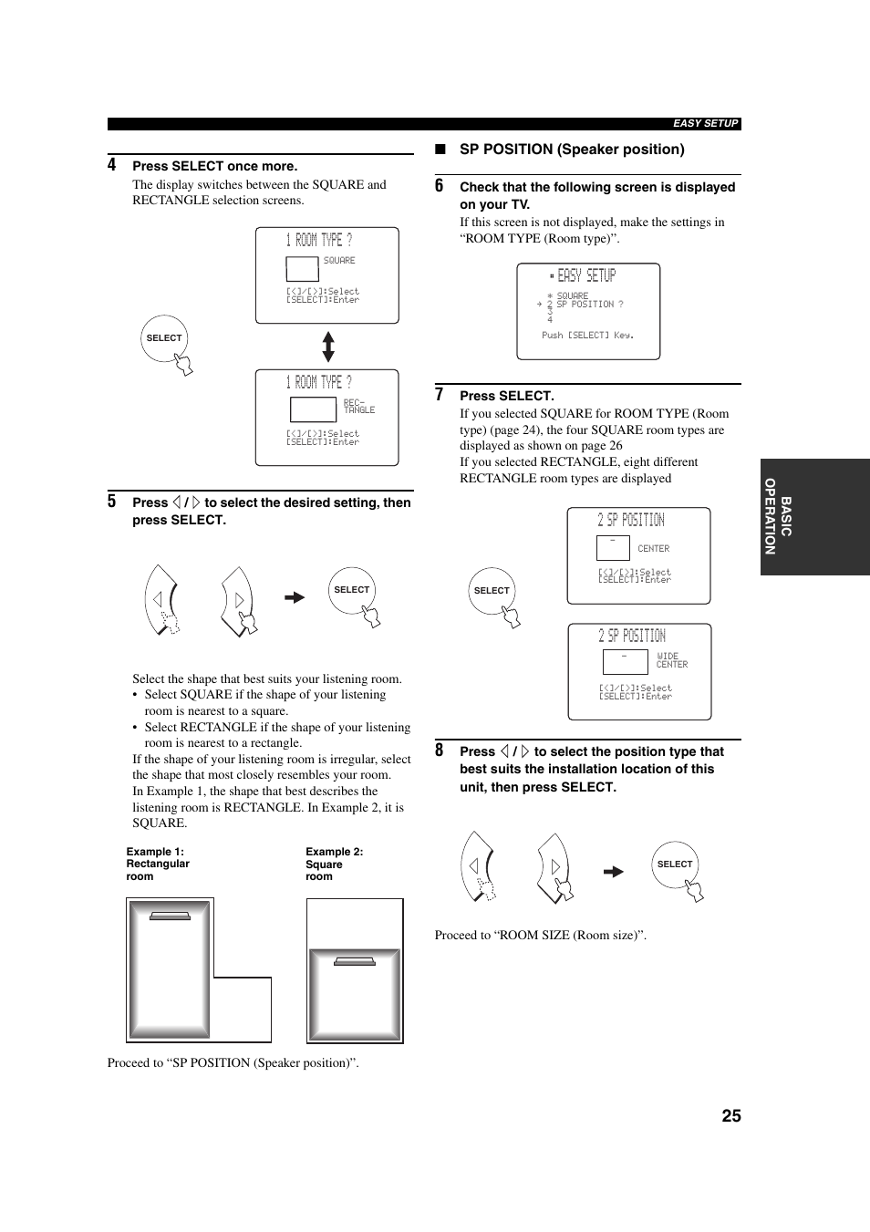 1 room type, Easy setup, 2 sp position | Yamaha YSP-1 User Manual