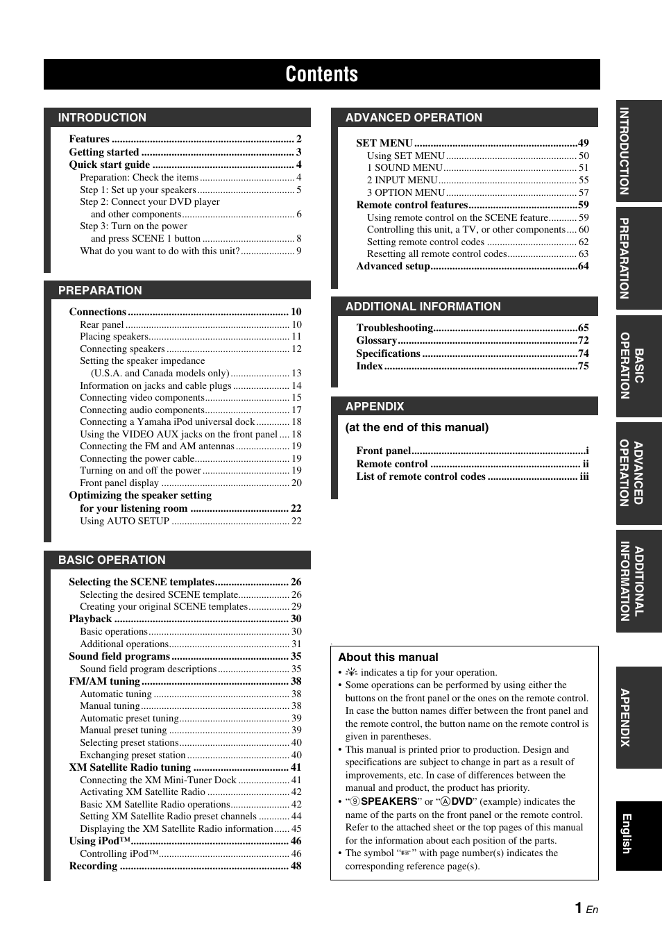 Yamaha RX-V461 User Manual | Page 5 / 93