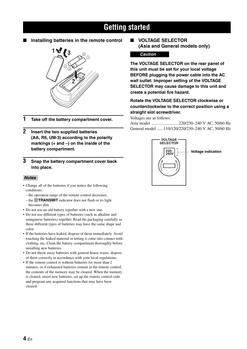 Getting started | Yamaha RX-V661 User Manual | Page 8 / 130