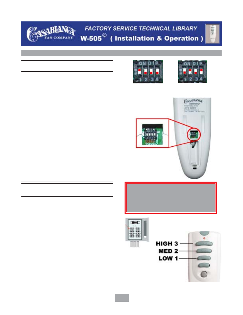 Checking the switch settings | Casablanca W-505 User Manual | Page 4 / 5