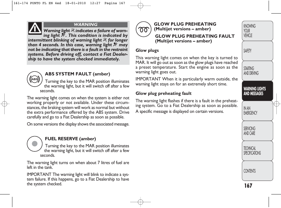 FIAT Punto Evo User Manual | Page 168 / 270