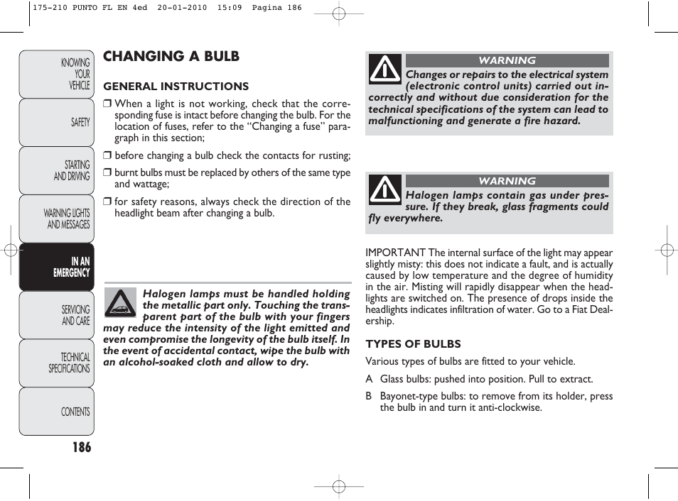 FIAT Punto Evo User Manual | Page 187 / 270