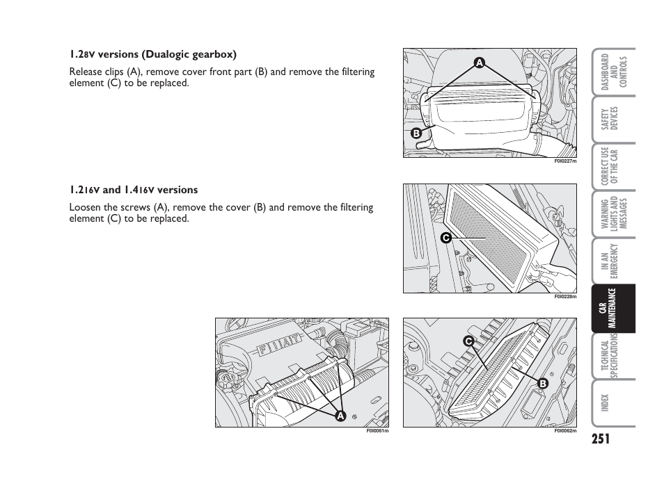 FIAT Punto Classic User Manual | Page 252 / 298