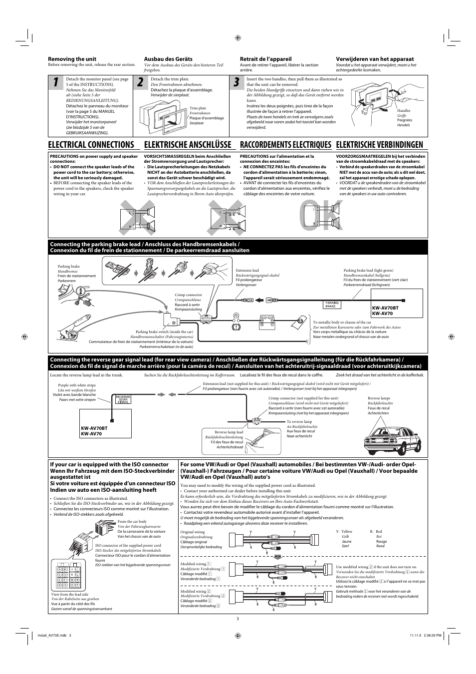 Electrical connections, Raccordements electriques, Elektrische
