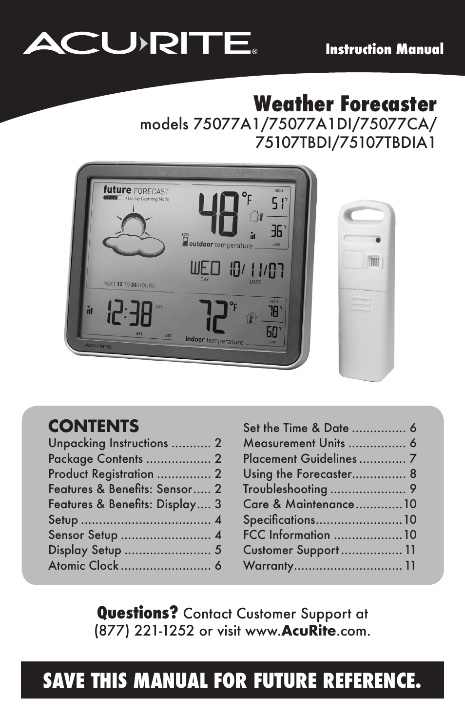 AcuRite 75107 Weather Station User Manual | 12 pages
