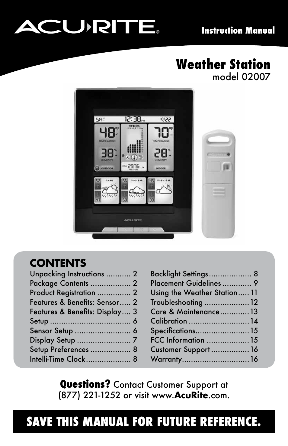 AcuRite 02007 Weather Station User Manual | 17 pages