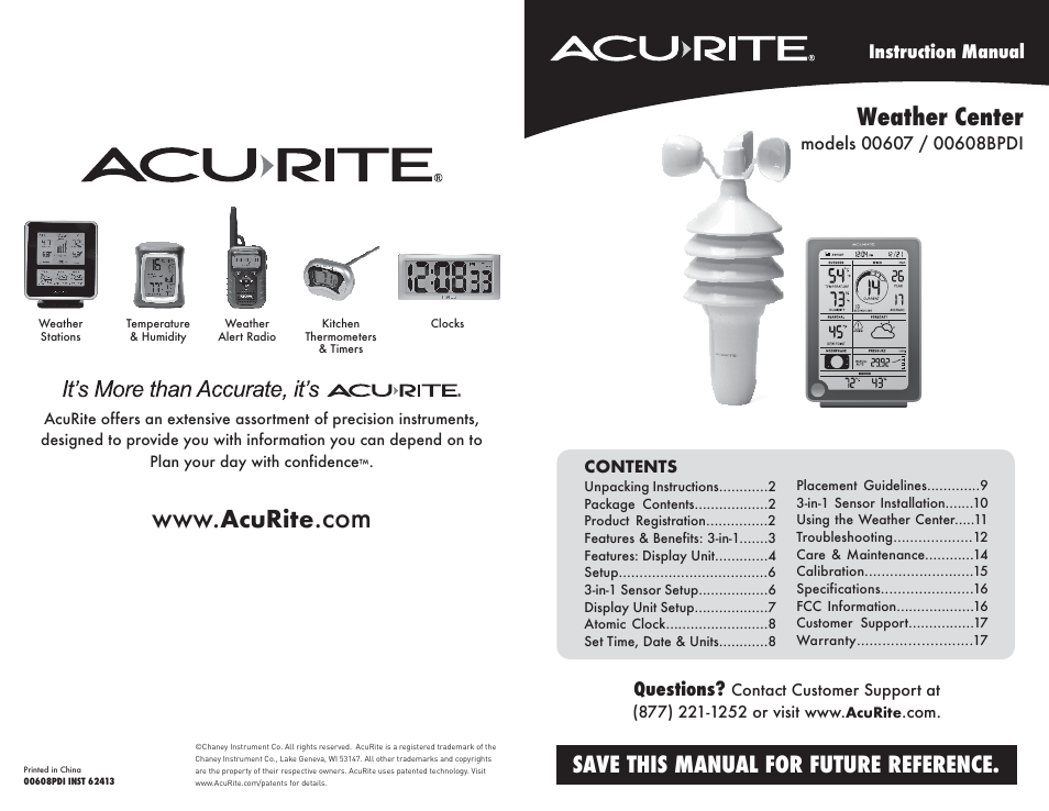 AcuRite 00608 Weather Station User Manual | 9 pages