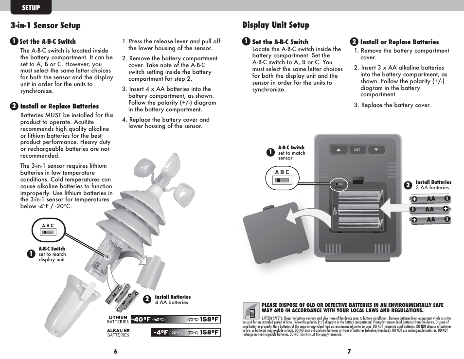 In-1 sensor setup, Display unit setup | AcuRite 00608 Weather Station