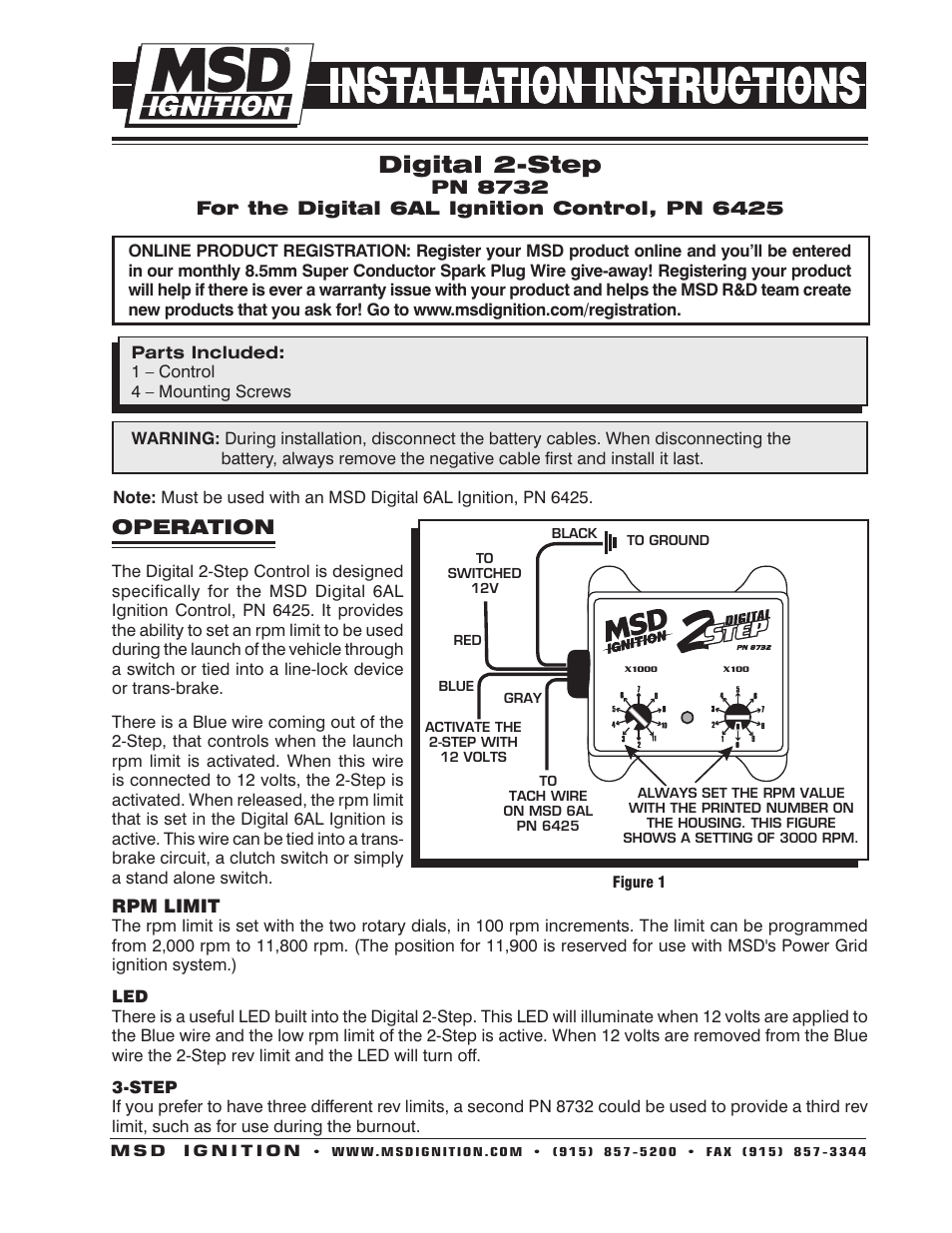 MSD 8732 2-Step Rev Control for Digital 6AL Installation User Manual