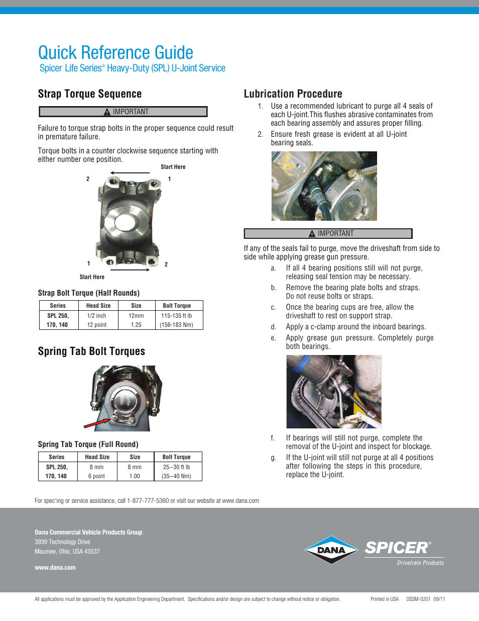 Spicer U Joint Application Chart