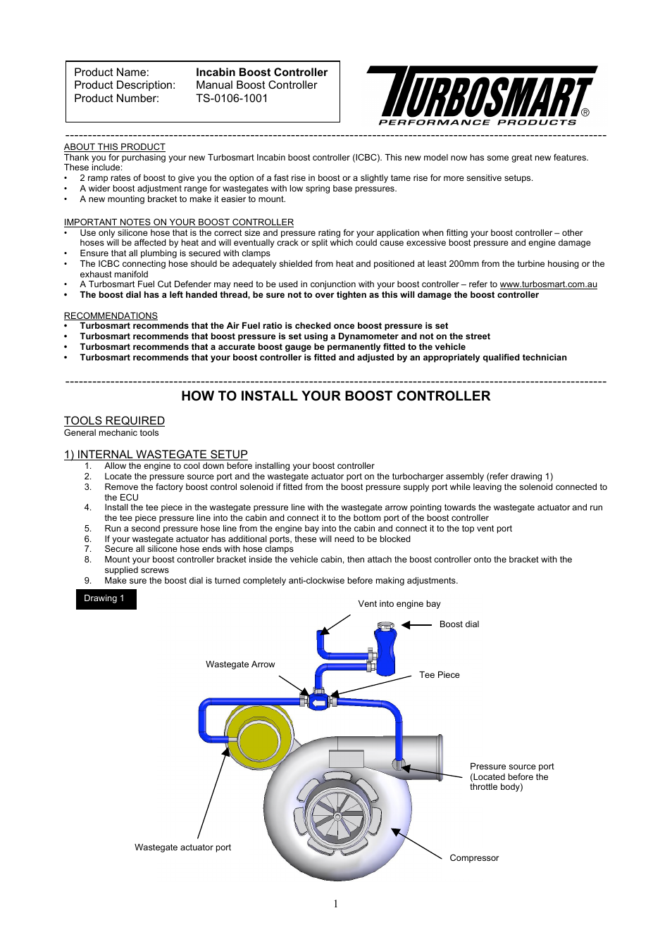 Turbosmart Boost Controllers In Cabin User Manual 4 Pages