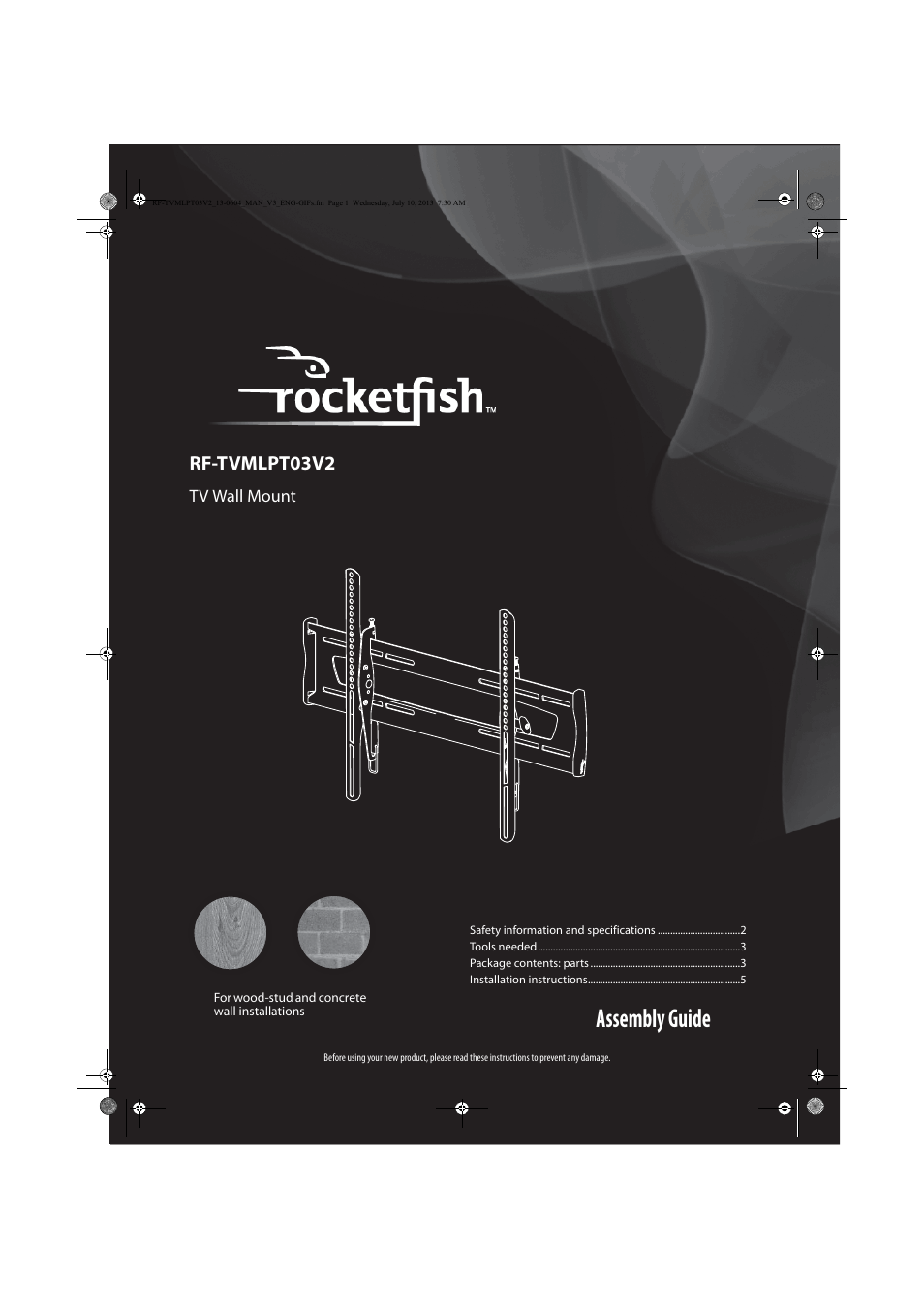 RocketFish RF-TVMLPT03 - User Manual User Manual | 15 pages