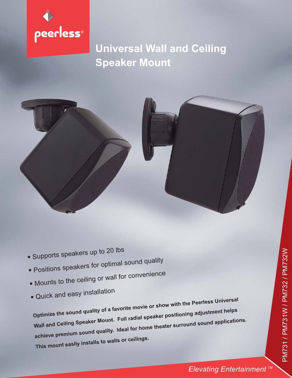 Peerless Av Pm732w Sell Sheet User Manual 2 Pages