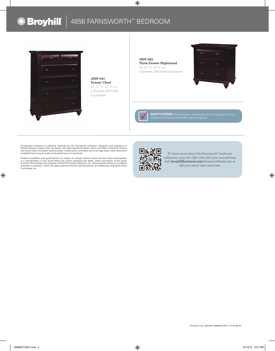 4856 Farnsworth Bedroom Broyhill Farnsworth Drawer Dresser