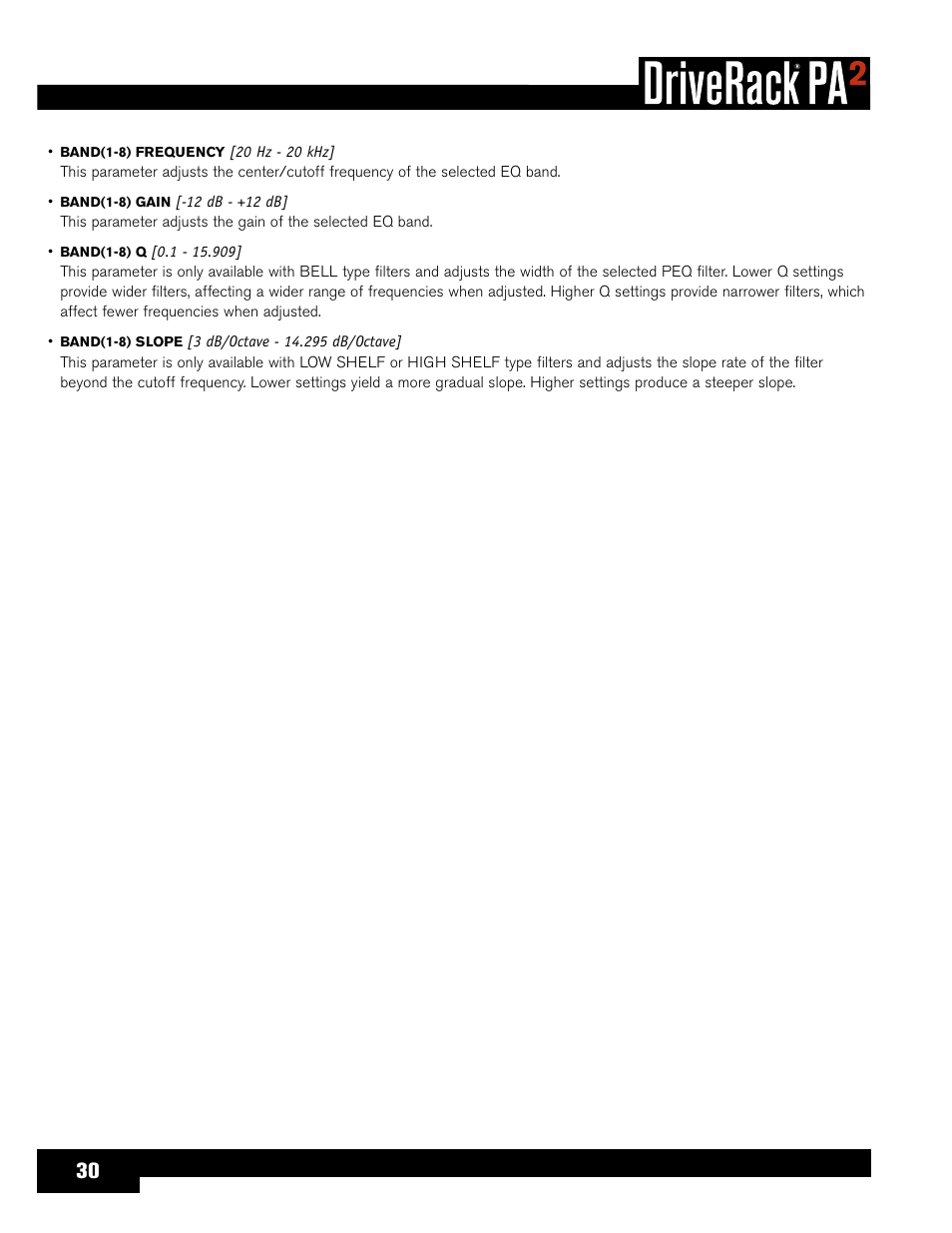 dbx driverack pa2 quickstart guide