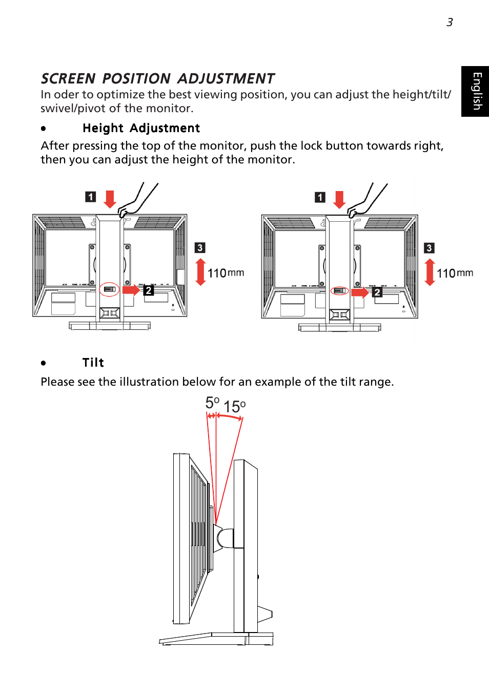 Screen position adjustment | Acer B223W User Manual | Page 17 / 30