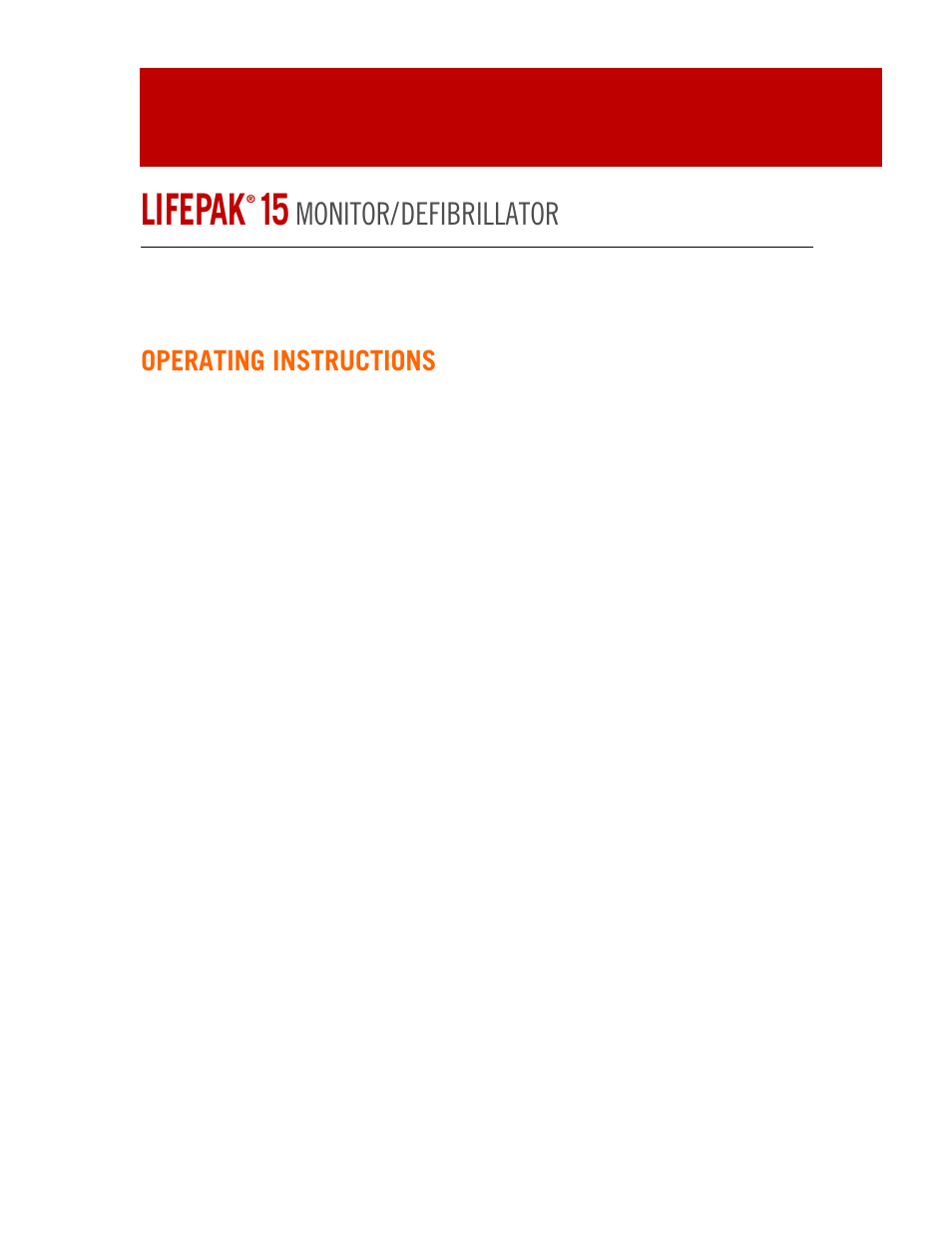 Lifepak, Monitor/defibrillator | Physio-Control LIFEPAK 15 User Manual