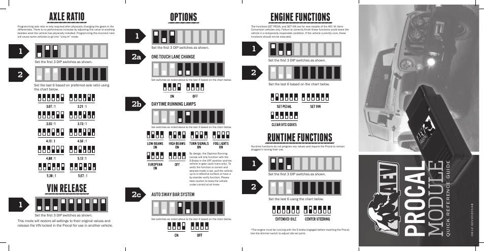 American Expedition Vehicles >> American Expedition Vehicles ProCal Module Quick Reference Guide User Manual | 2 pages American Expedition Vehicles >> American Expedition Vehicles ProCal Module Quick Reference Guide User Manual | 2 pages