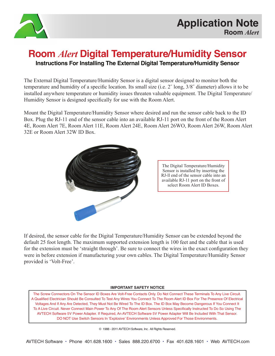 Avtech Digital Temp Humidity Sensor Rma Dth Sen User
